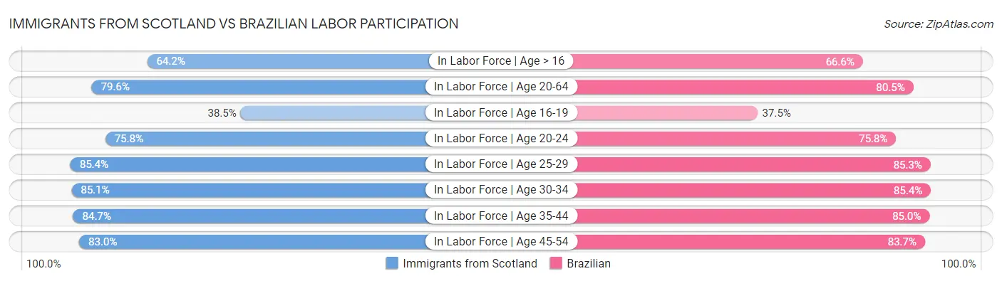 Immigrants from Scotland vs Brazilian Labor Participation