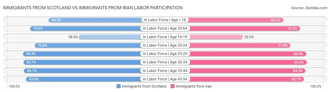 Immigrants from Scotland vs Immigrants from Iran Labor Participation