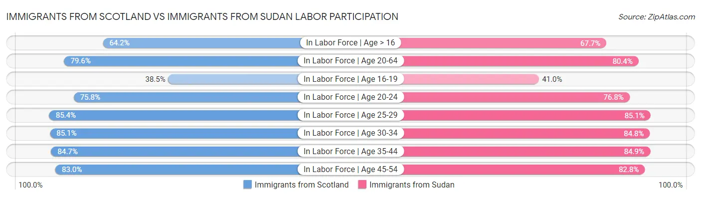 Immigrants from Scotland vs Immigrants from Sudan Labor Participation