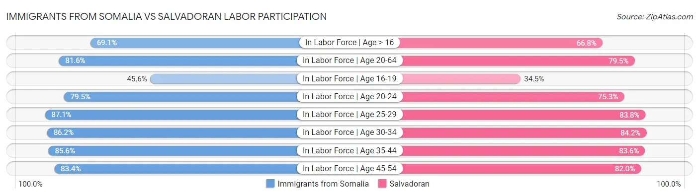 Immigrants from Somalia vs Salvadoran Labor Participation