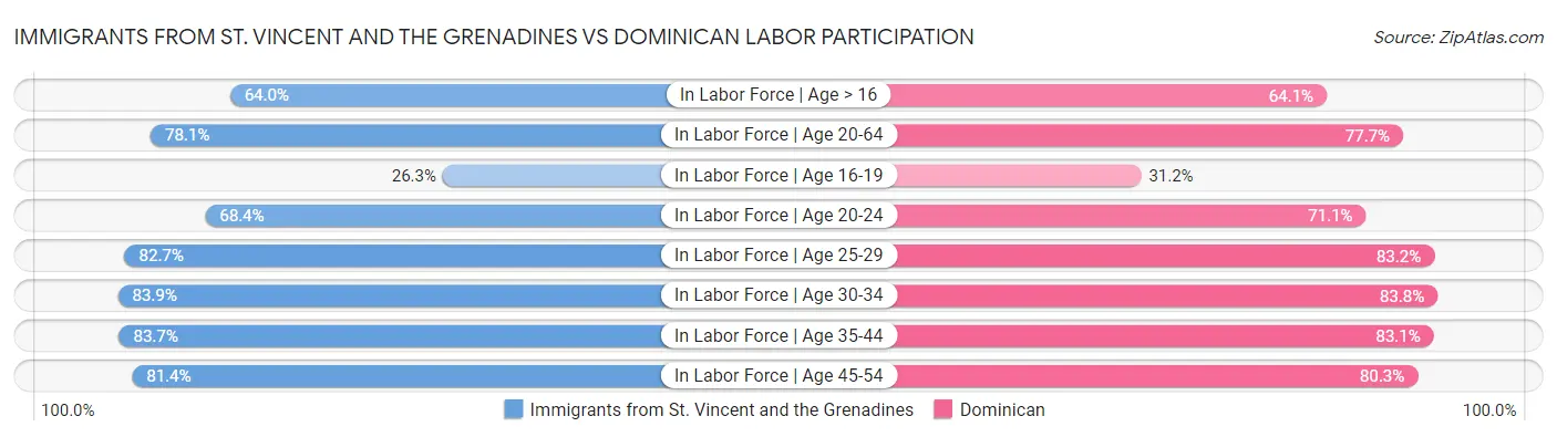 Immigrants from St. Vincent and the Grenadines vs Dominican Labor Participation