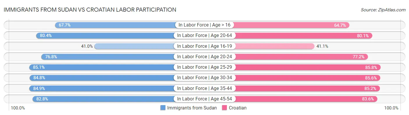 Immigrants from Sudan vs Croatian Labor Participation