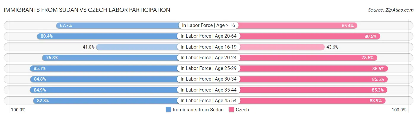 Immigrants from Sudan vs Czech Labor Participation