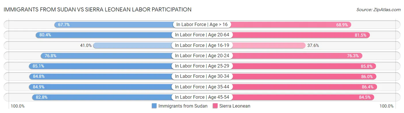 Immigrants from Sudan vs Sierra Leonean Labor Participation