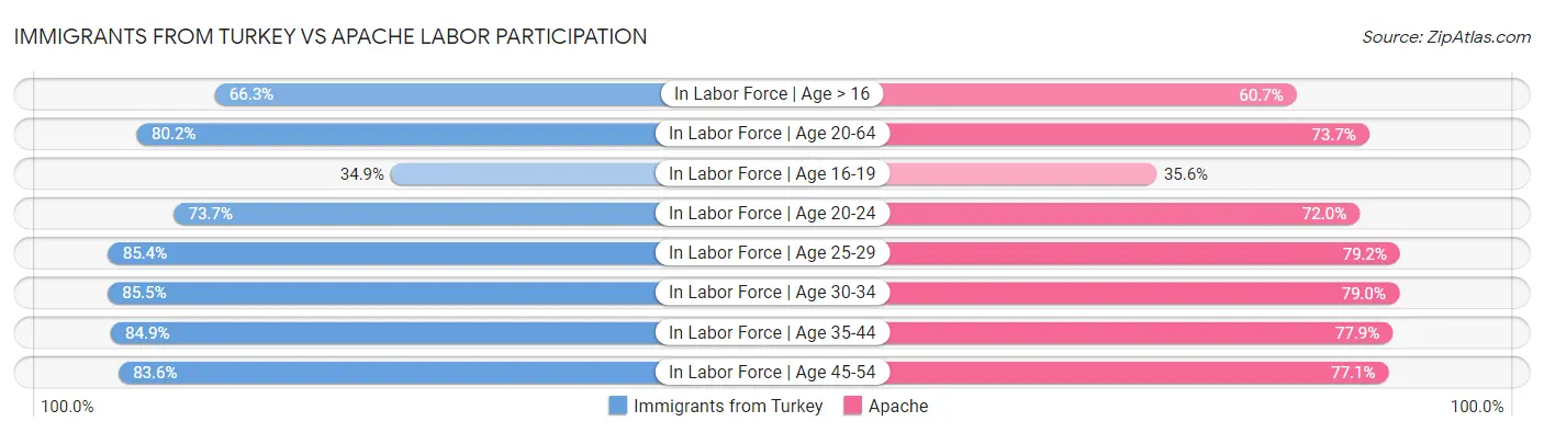 Immigrants from Turkey vs Apache Labor Participation