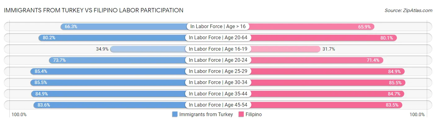 Immigrants from Turkey vs Filipino Labor Participation