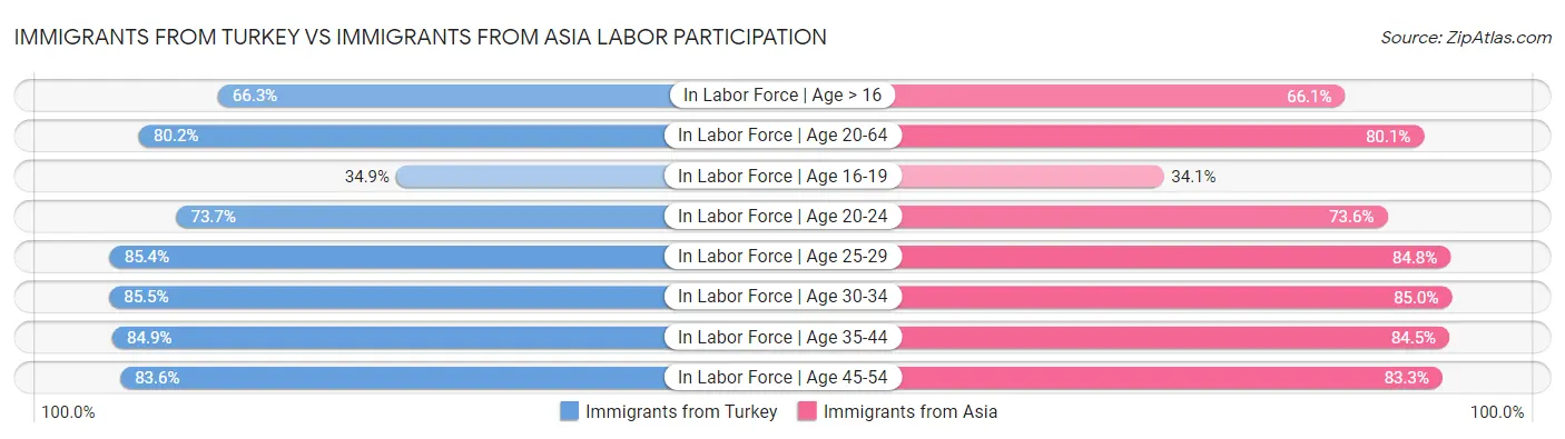 Immigrants from Turkey vs Immigrants from Asia Labor Participation