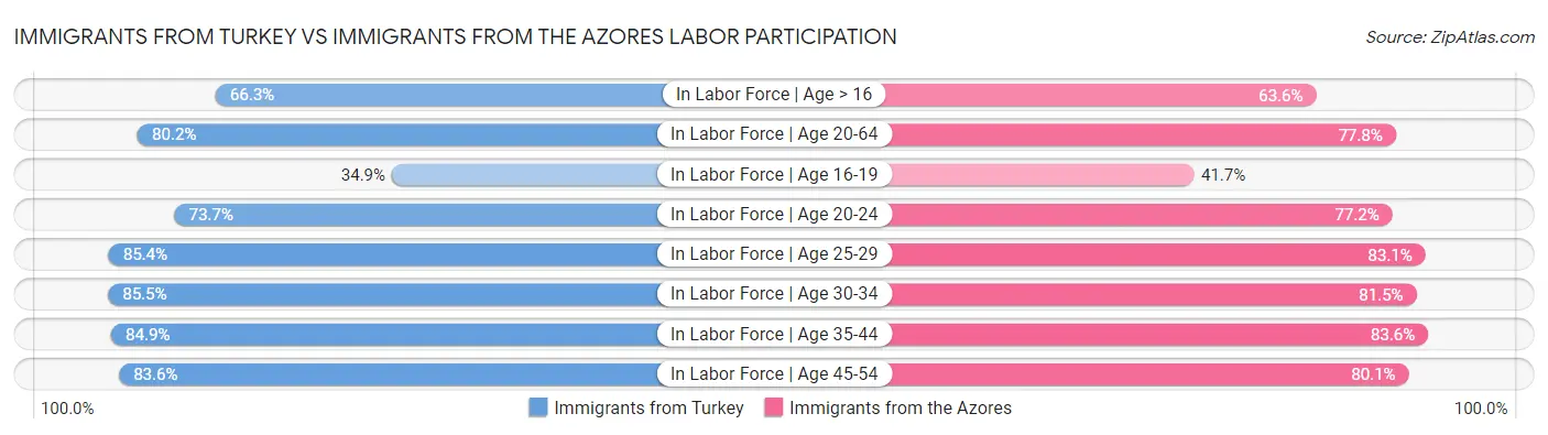 Immigrants from Turkey vs Immigrants from the Azores Labor Participation