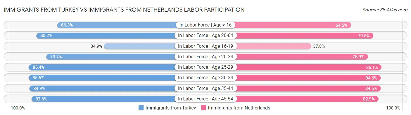 Immigrants from Turkey vs Immigrants from Netherlands Labor Participation