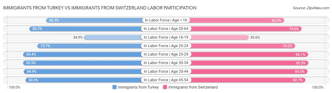 Immigrants from Turkey vs Immigrants from Switzerland Labor Participation