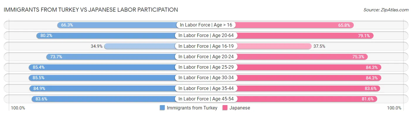 Immigrants from Turkey vs Japanese Labor Participation