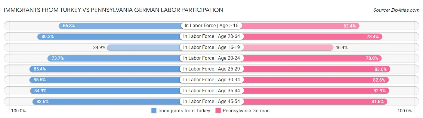 Immigrants from Turkey vs Pennsylvania German Labor Participation