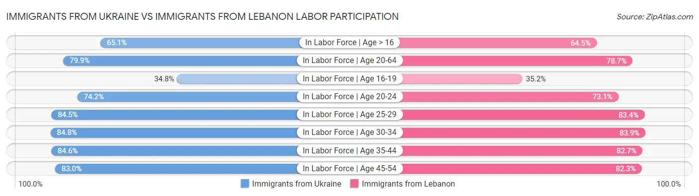 Immigrants from Ukraine vs Immigrants from Lebanon Labor Participation