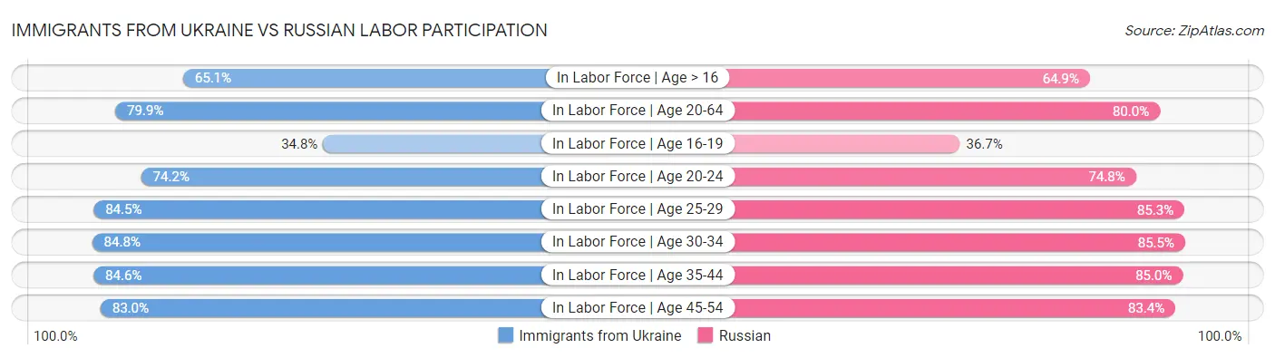Immigrants from Ukraine vs Russian Labor Participation