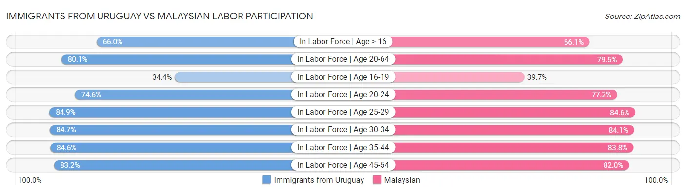 Immigrants from Uruguay vs Malaysian Labor Participation