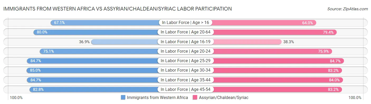 Immigrants from Western Africa vs Assyrian/Chaldean/Syriac Labor Participation
