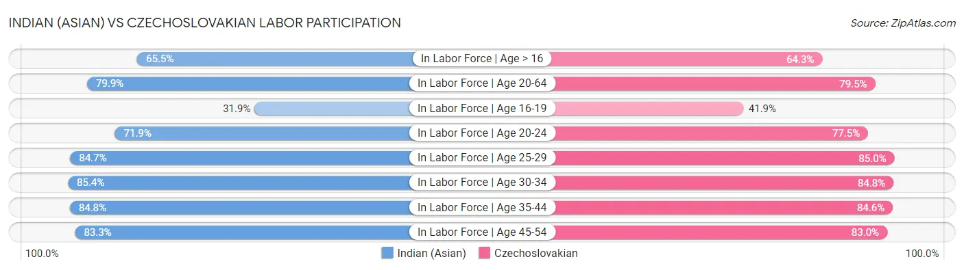 Indian (Asian) vs Czechoslovakian Labor Participation