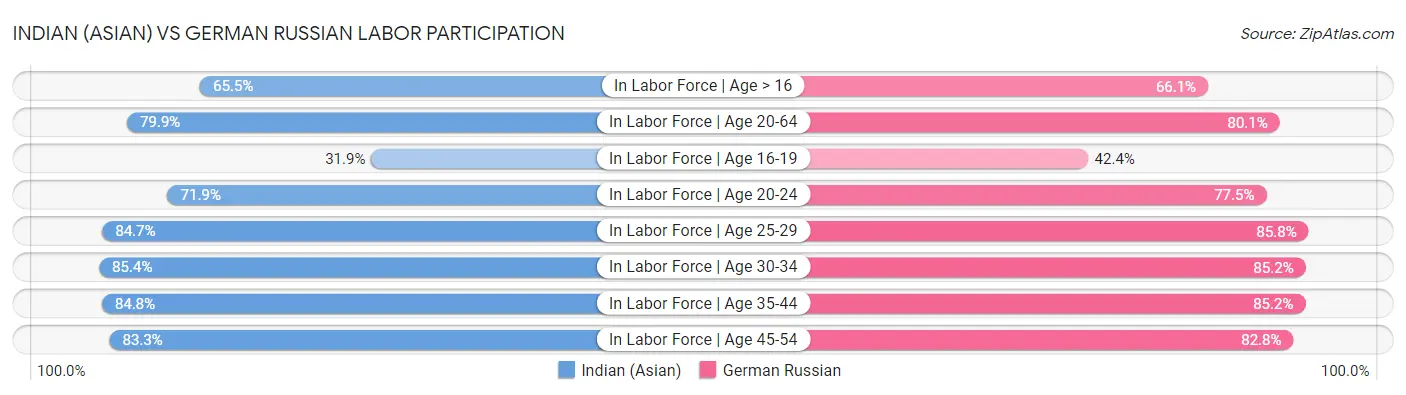 Indian (Asian) vs German Russian Labor Participation