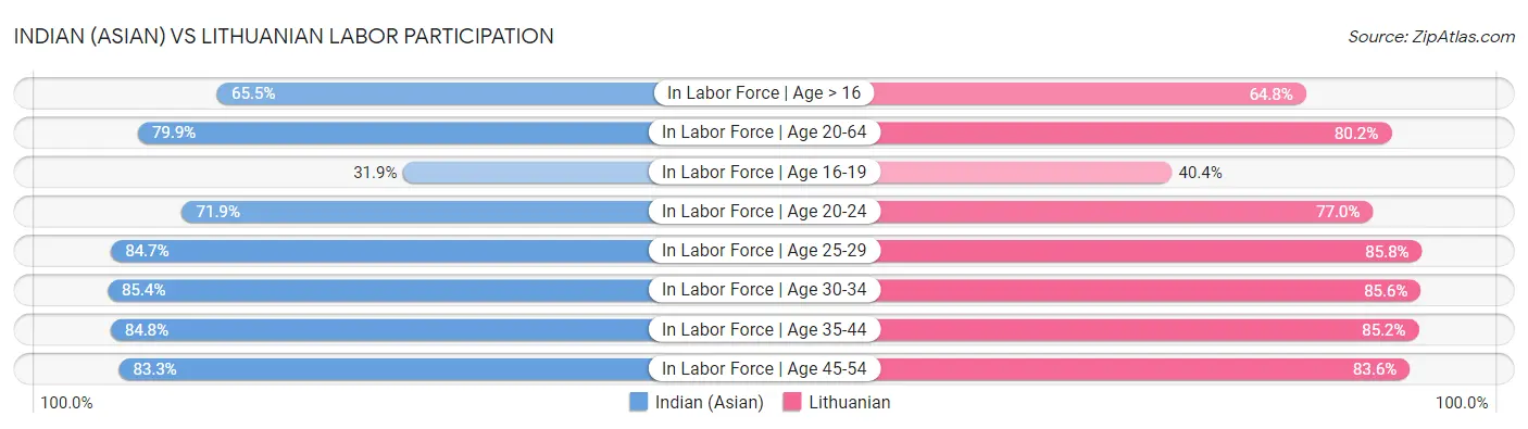 Indian (Asian) vs Lithuanian Labor Participation