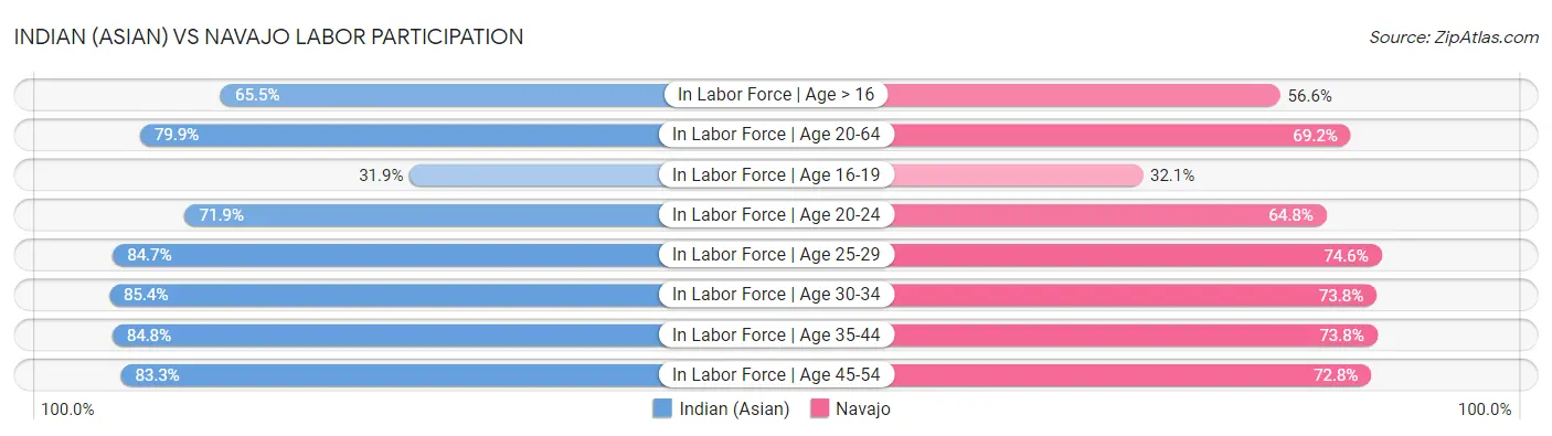 Indian (Asian) vs Navajo Labor Participation