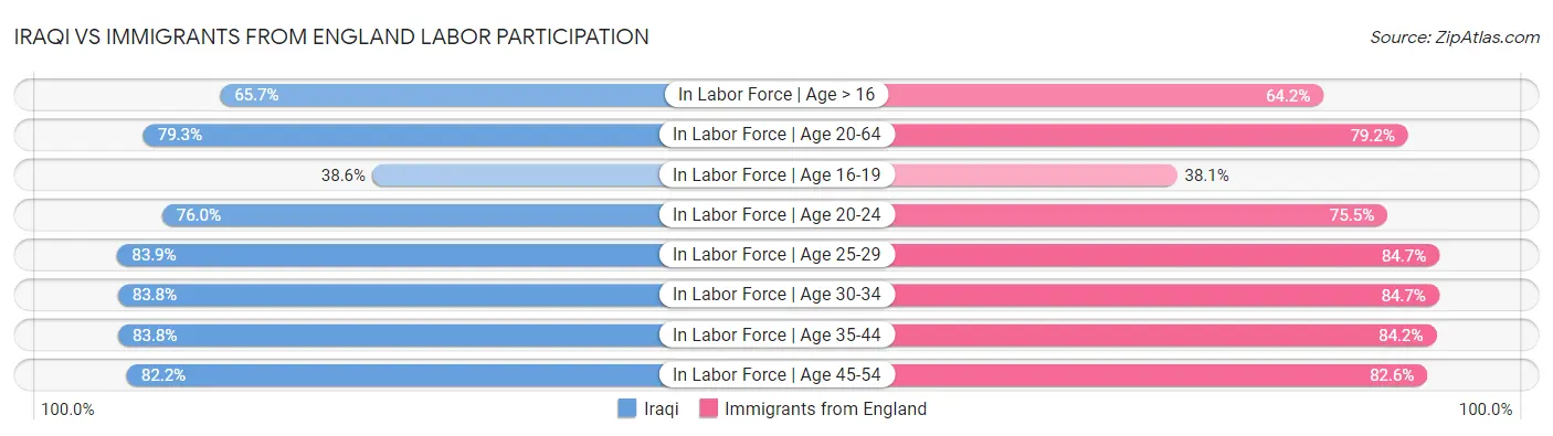 Iraqi vs Immigrants from England Labor Participation