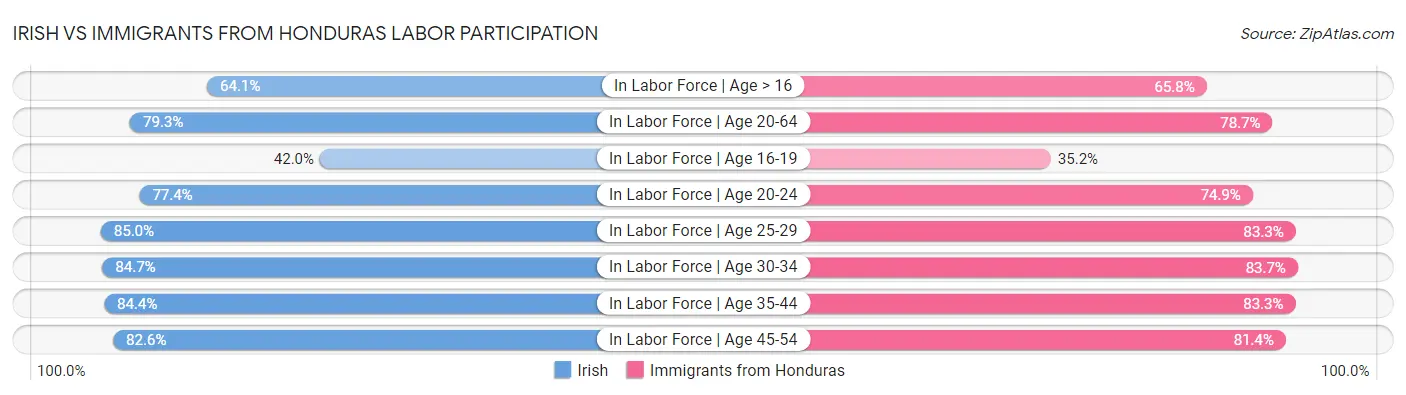 Irish vs Immigrants from Honduras Labor Participation