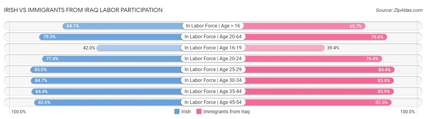 Irish vs Immigrants from Iraq Labor Participation
