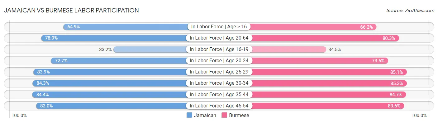 Jamaican vs Burmese Labor Participation