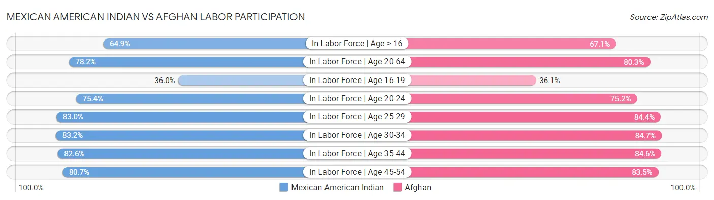 Mexican American Indian vs Afghan Labor Participation