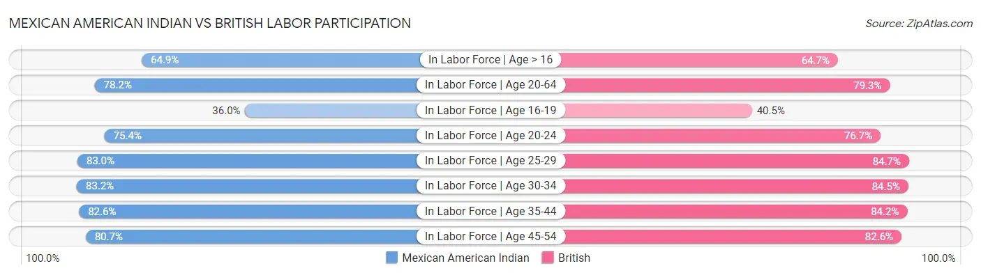 Mexican American Indian vs British Labor Participation