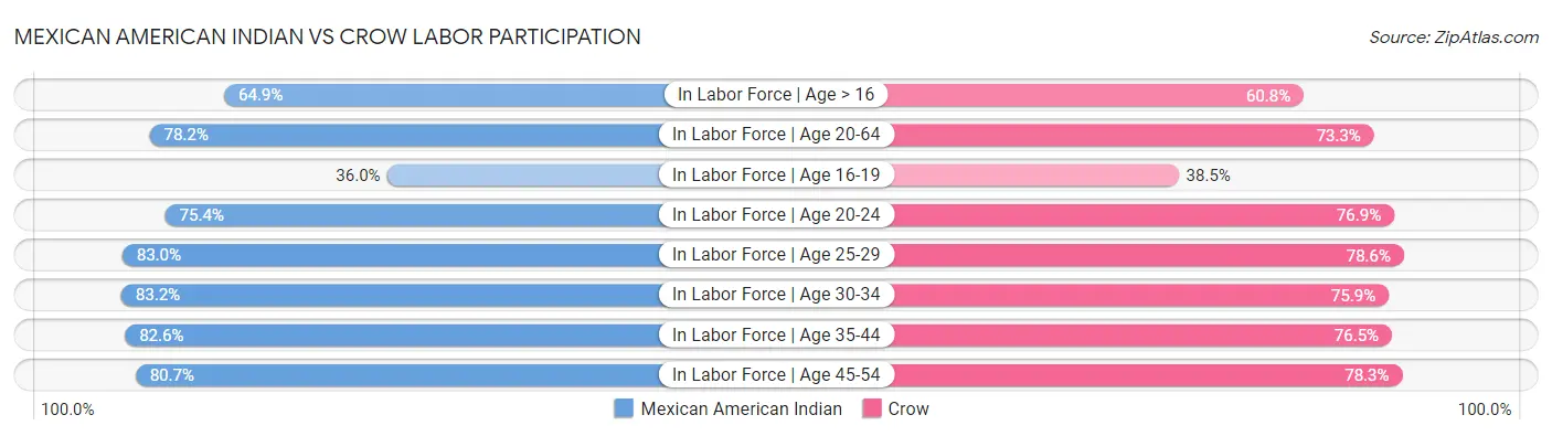 Mexican American Indian vs Crow Labor Participation