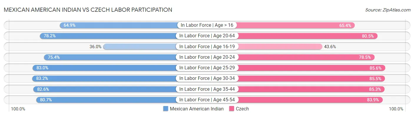 Mexican American Indian vs Czech Labor Participation