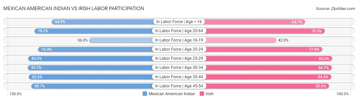 Mexican American Indian vs Irish Labor Participation