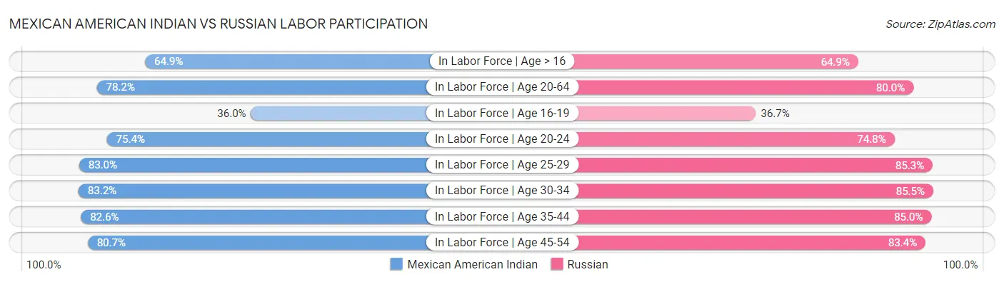 Mexican American Indian vs Russian Labor Participation