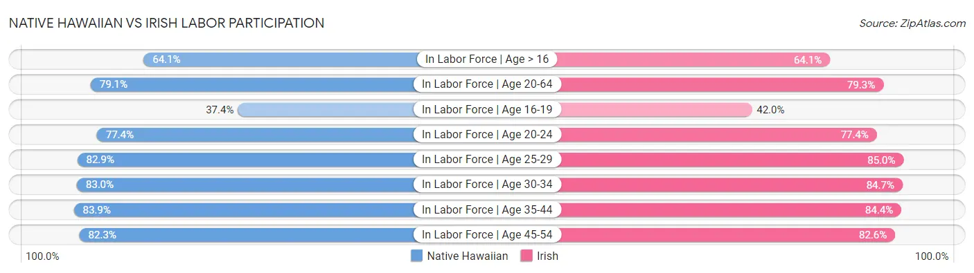 Native Hawaiian vs Irish Labor Participation