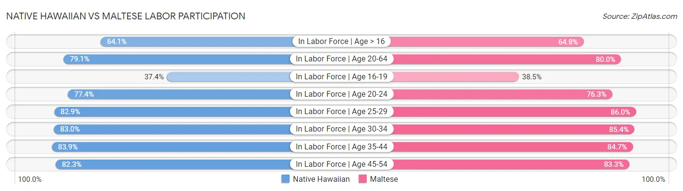 Native Hawaiian vs Maltese Labor Participation