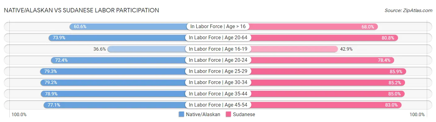 Native/Alaskan vs Sudanese Labor Participation