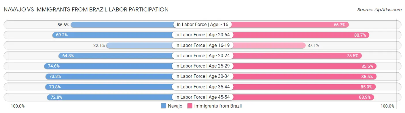 Navajo vs Immigrants from Brazil Labor Participation