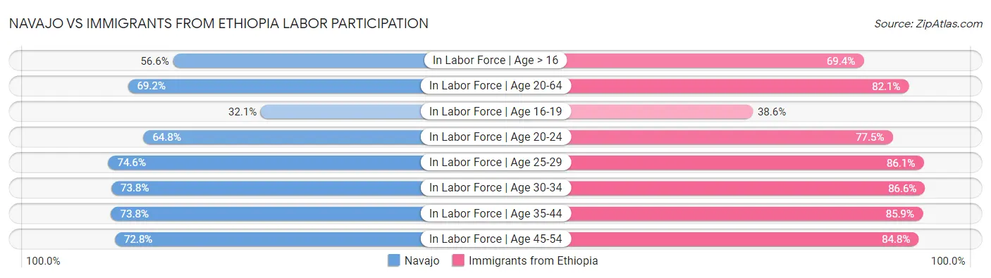 Navajo vs Immigrants from Ethiopia Labor Participation
