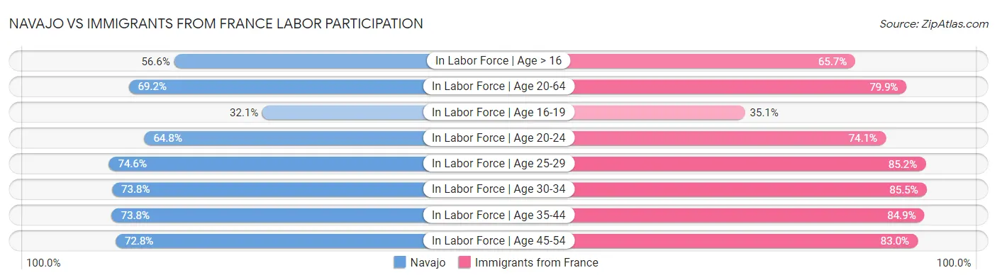 Navajo vs Immigrants from France Labor Participation
