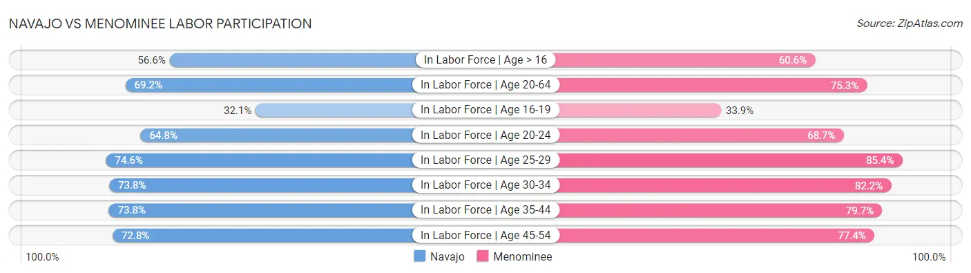 Navajo vs Menominee Labor Participation