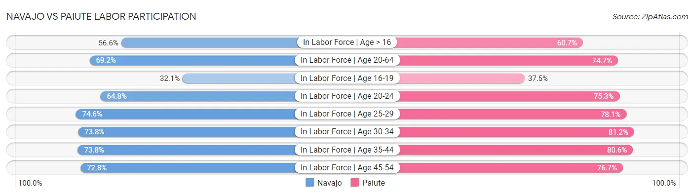Navajo vs Paiute Labor Participation
