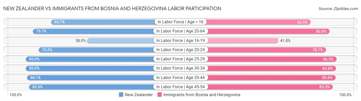 New Zealander vs Immigrants from Bosnia and Herzegovina Labor Participation
