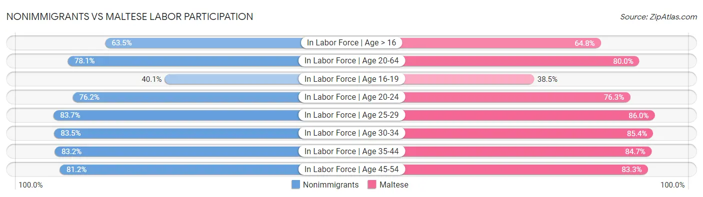 Nonimmigrants vs Maltese Labor Participation