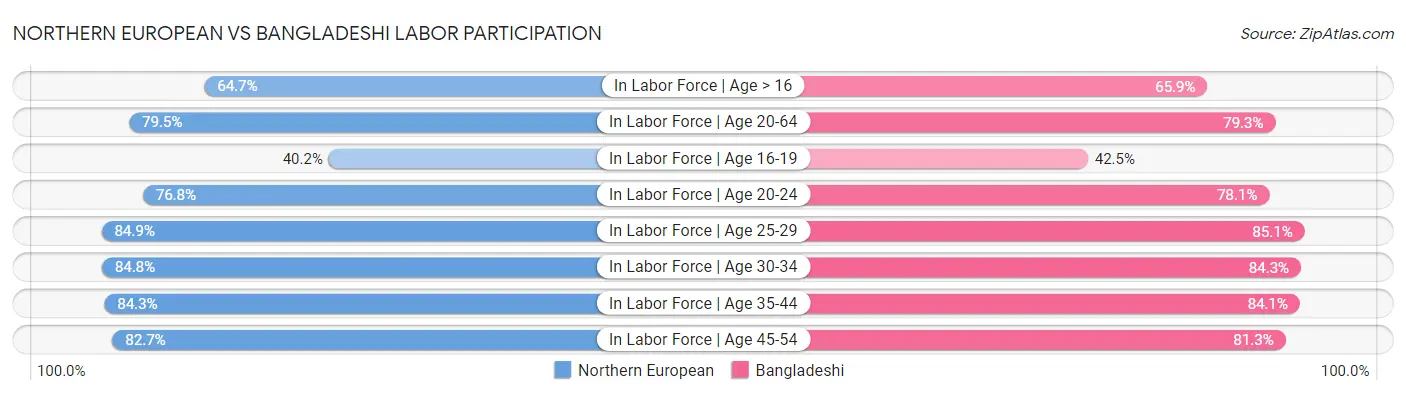 Northern European vs Bangladeshi Labor Participation