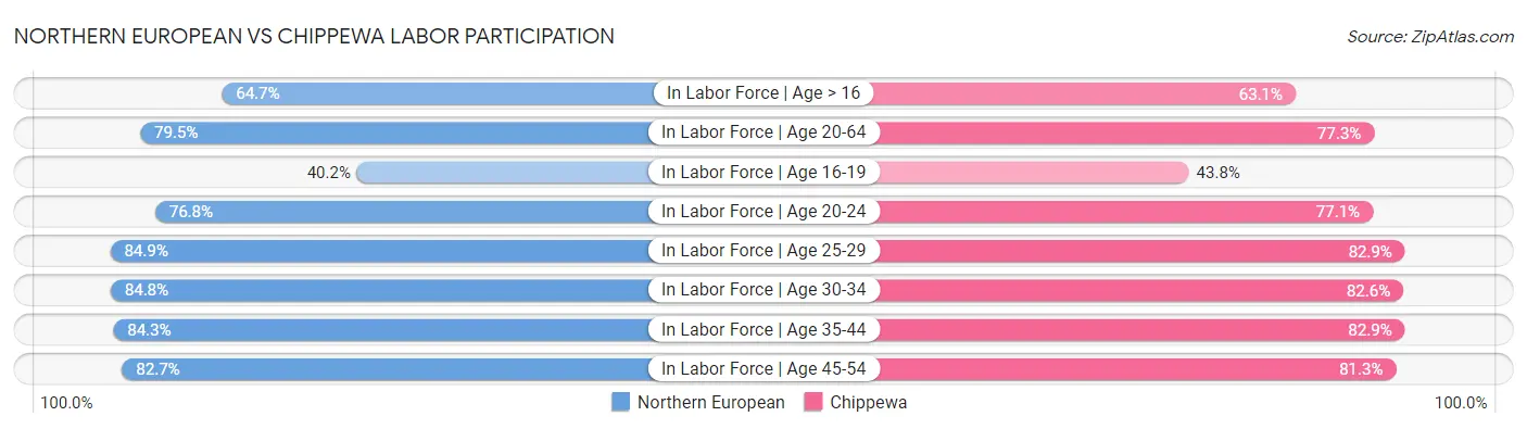 Northern European vs Chippewa Labor Participation