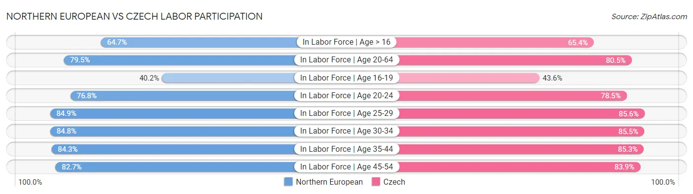 Northern European vs Czech Labor Participation