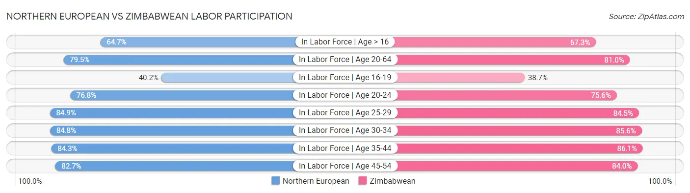 Northern European vs Zimbabwean Labor Participation