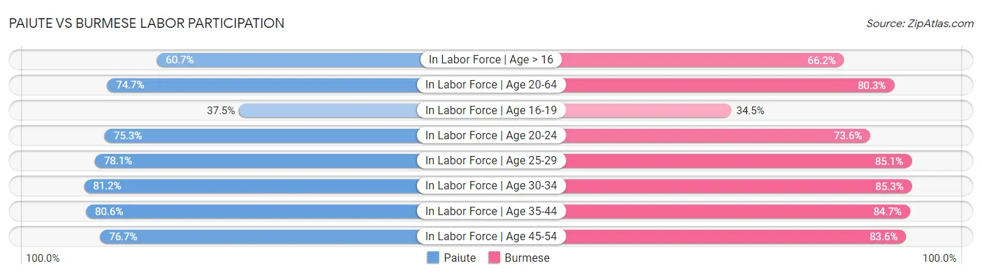 Paiute vs Burmese Labor Participation