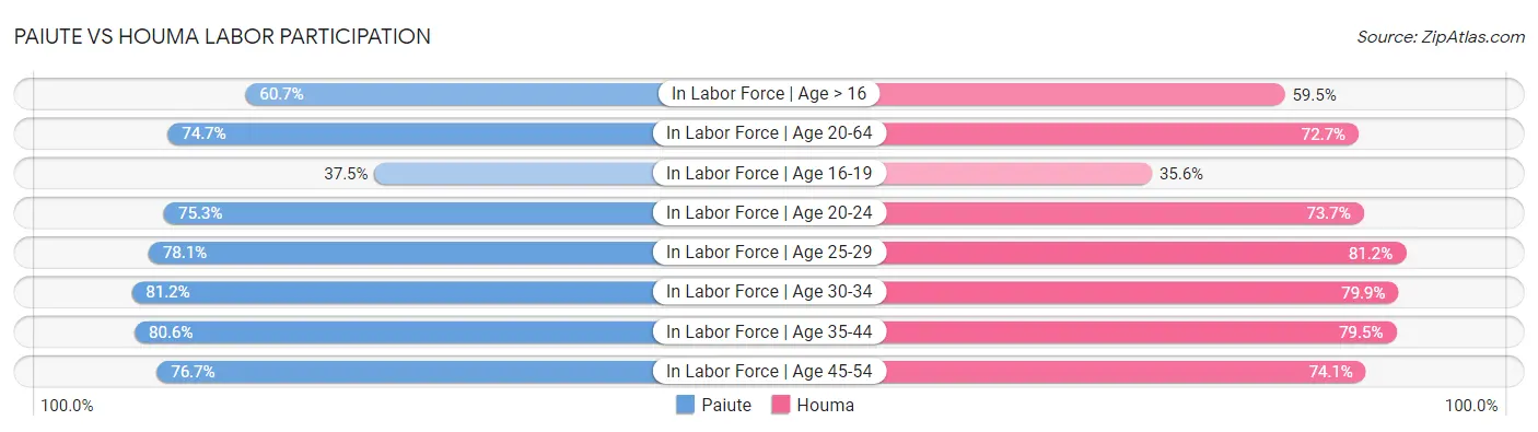 Paiute vs Houma Labor Participation